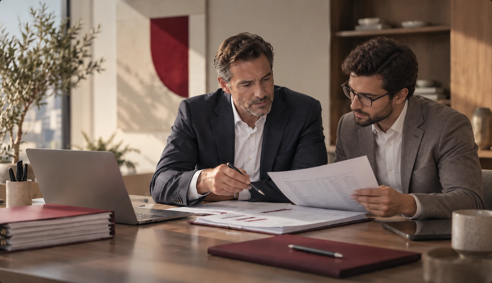 Purchasing team comparing vendor contracts